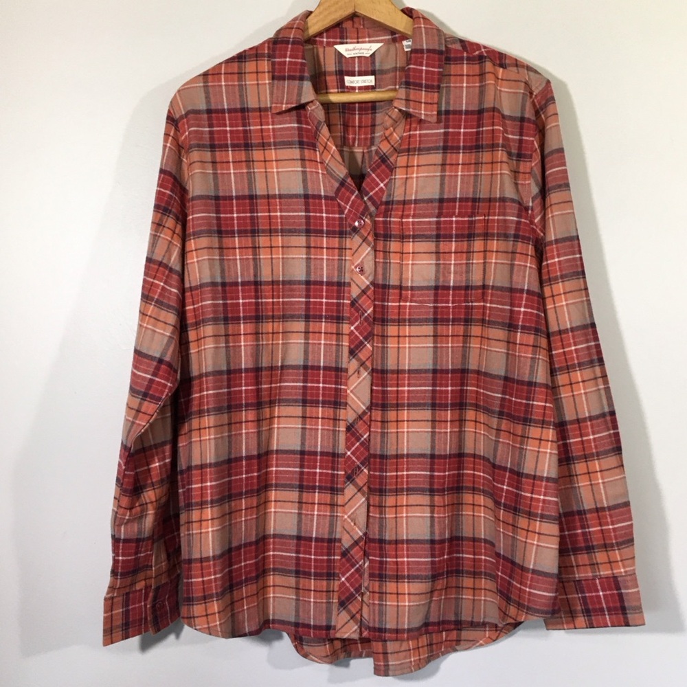 Weatherproof Vintage Comfort Stretch Plaid Flannel‎ Womens Shirt